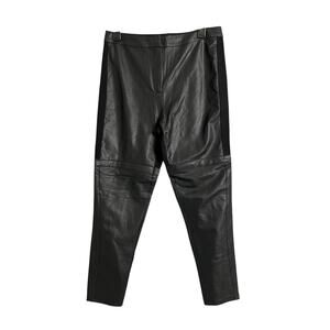 BCBG Faux Leather Panel Leggings Rock Punk Medium Black Moto Stretch Ankle Pants